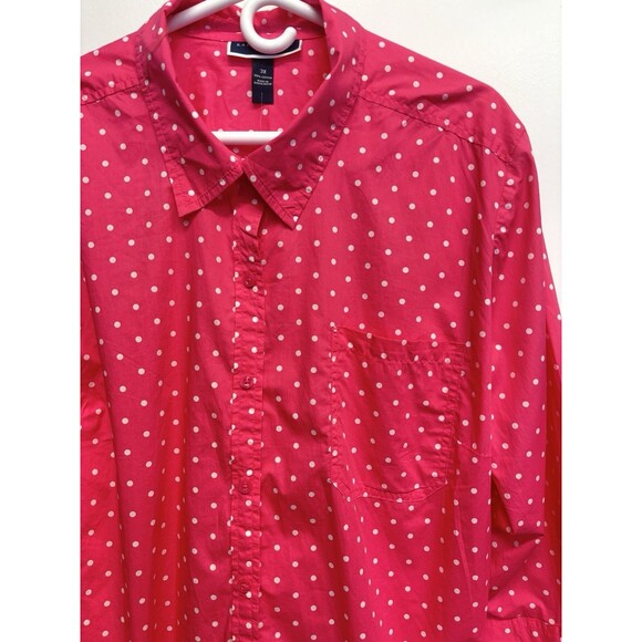 NWT Karen Scott Button-up Shirt Women's 3X Pink Polka Dot Roll-tab Sleeve - Picture 3 of 8